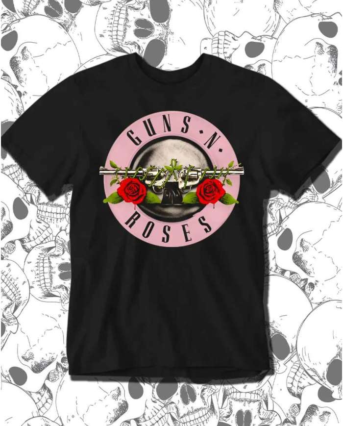 Camiseta Estampada Guns And Roses Logo rosa 🤟 Calidad Premium