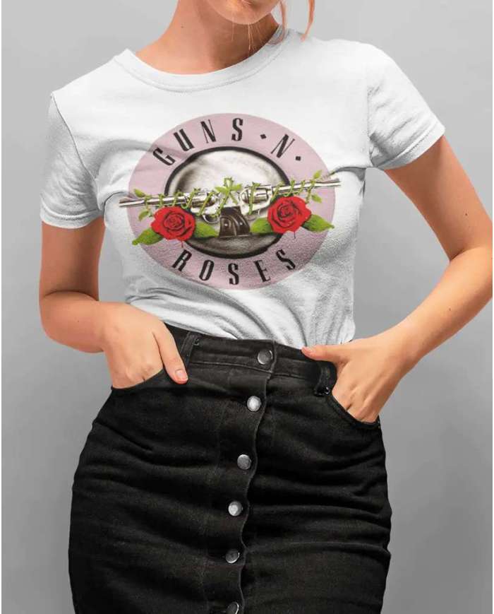 Camiseta Estampada Guns And Roses Logo rosa 🤟 Calidad Premium
