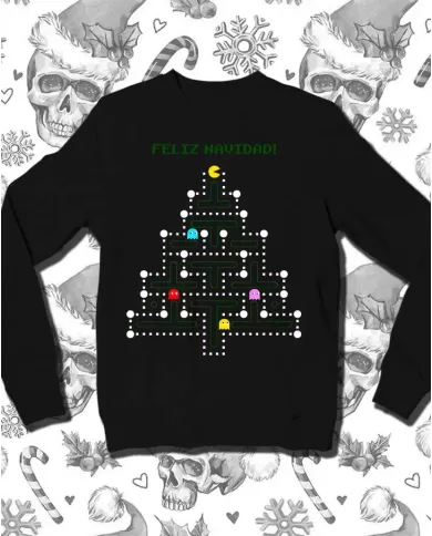 Camiseta Estampada Navidad Pac Man Tree 🤟 Calidad Premium