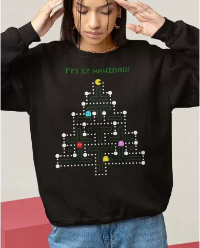 Camiseta Estampada Navidad Pac Man Tree 🤟 Calidad Premium