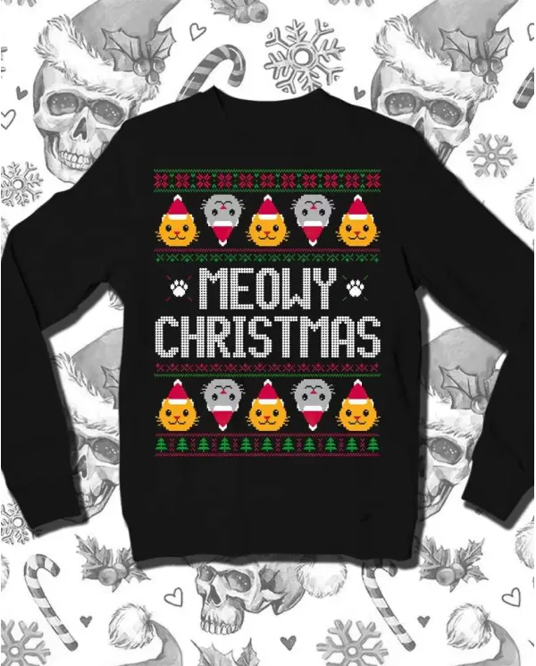 Camiseta Estampada Navidad Meowy Christmas 🤟 Calidad Premium