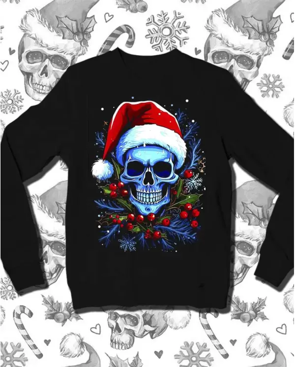 Camiseta Estampada Navidad Skull 02 🤟 Calidad Premium