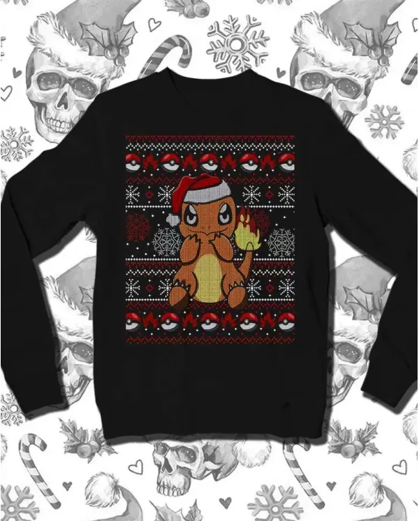 Camiseta Estampada Navidad Pokemon Charmander 🤟 Calidad Premium
