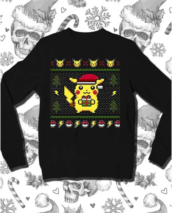 Camiseta Estampada Navidad Pokemon Pikachu 🤟 Calidad Premium