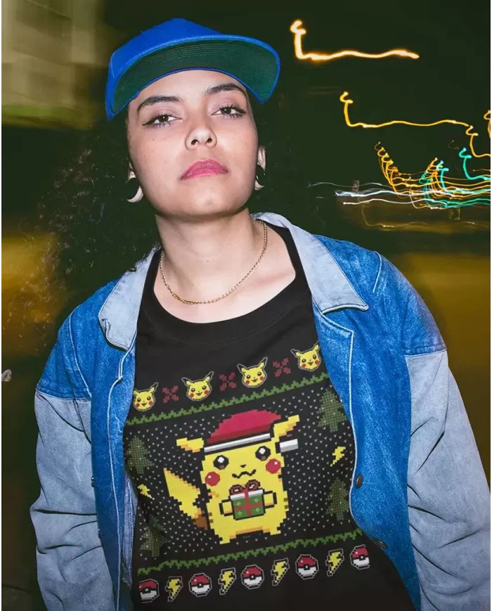 Camiseta Estampada Navidad Pokemon Pikachu 🤟 Calidad Premium