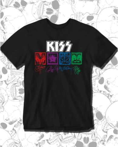 Camiseta Estampada Kiss Firmas 🤟 Calidad Premium