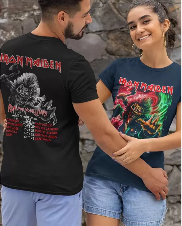 Iron Maiden run for your lives Red and Green Pecho Espalda