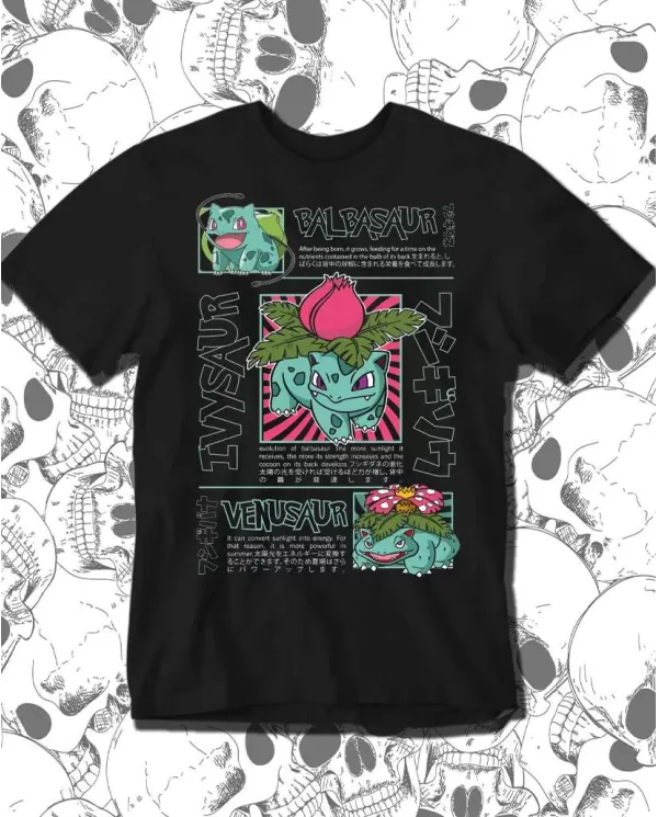 Camiseta Estampada Pokemon Balbasaur 🎮 Calidad Premium