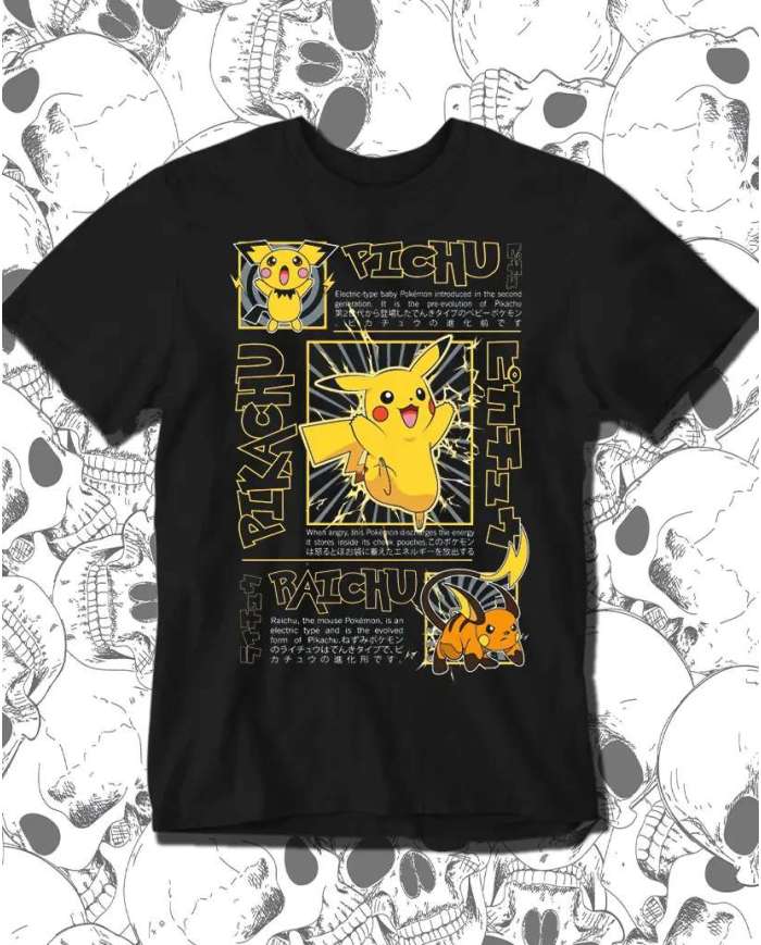Camiseta Estampada Pokemon Pikachu 🎮 Calidad Premium