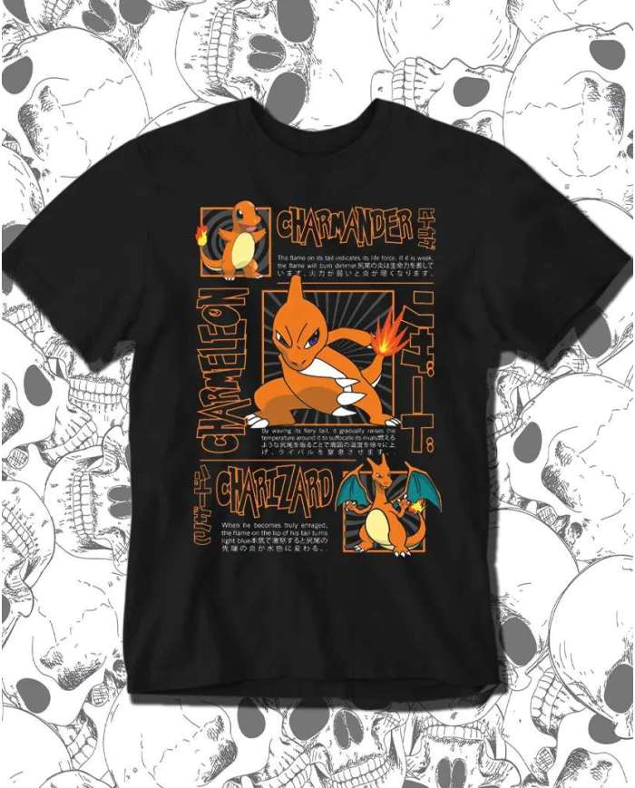 Camiseta Estampada Pokemon Charmander 🎮 Calidad Premium