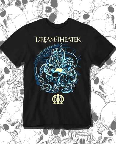 Camiseta Estampada Dream Theater Blue Skull 🎸 Calidad Premium