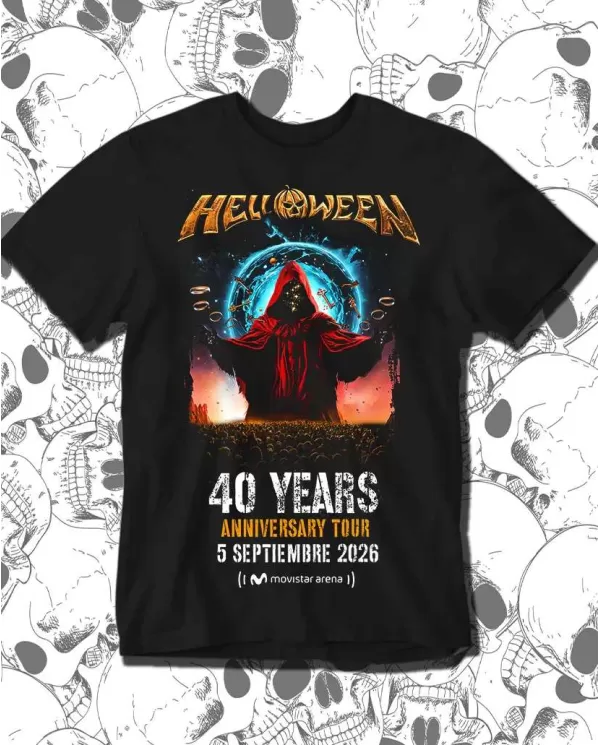 Camiseta Estampada Helloween 40 Years Anniversary Tour 🎸 Calidad Premium