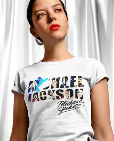 Camiseta Estampada Michael Jackson Firma 🎸 Calidad Premium