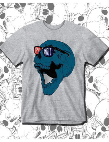 S PROMO Rock and Roll Skull Camiseta Gris Hombre S