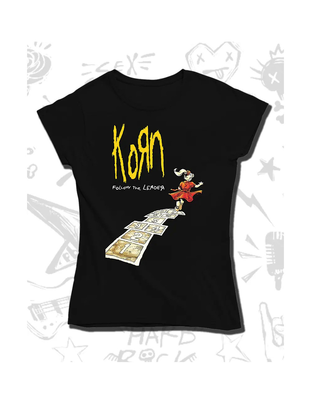 S PROMO Korn Follow The Leader Camiseta Negra Dama S