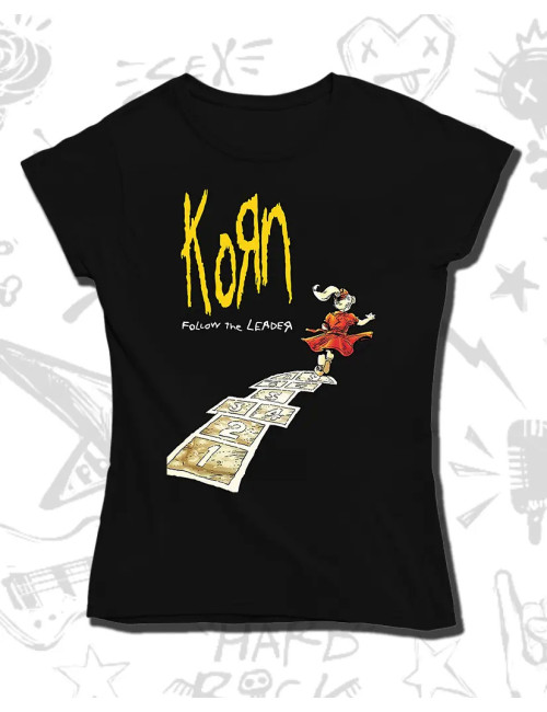 S PROMO Korn Follow The Leader Camiseta Negra Dama S