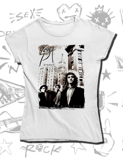 S Dama PROMO Soda Stereo Doble Vida Camiseta Blanda Dama S