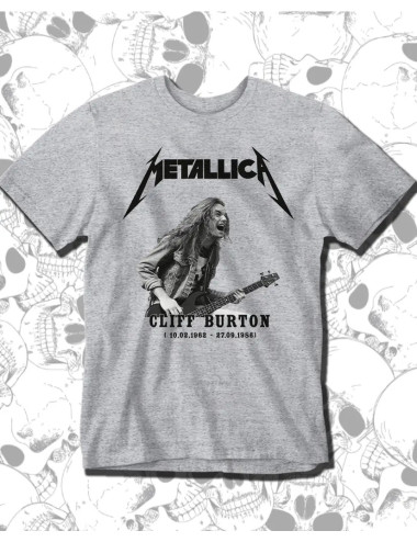 M PROMO Metallica Cliff Burton Gris Talla M