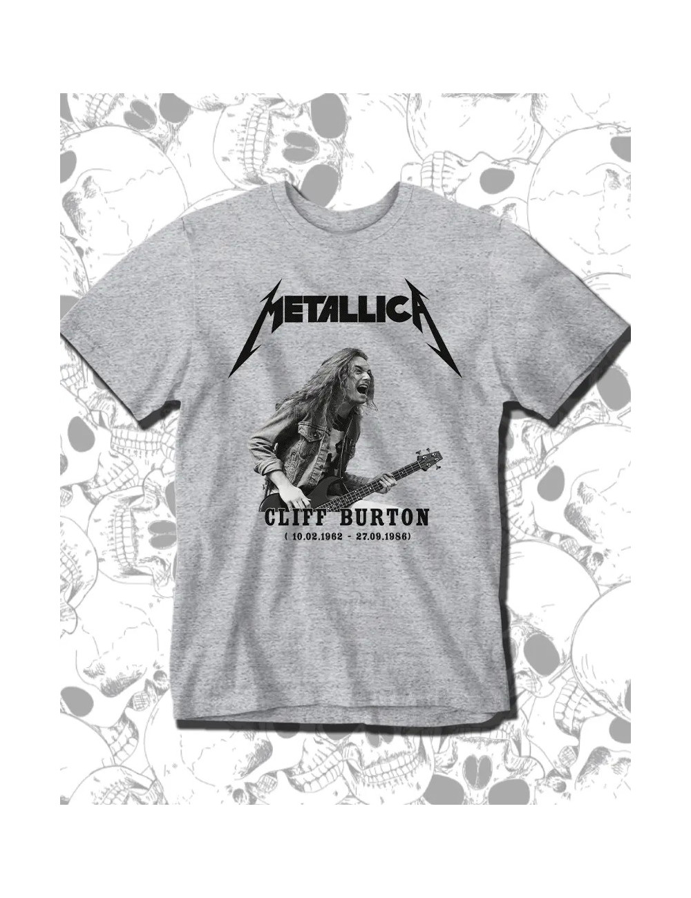 M PROMO Metallica Cliff Burton Gris Talla M