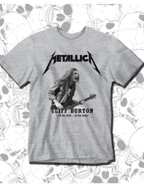 M PROMO Metallica Cliff Burton Gris Talla M