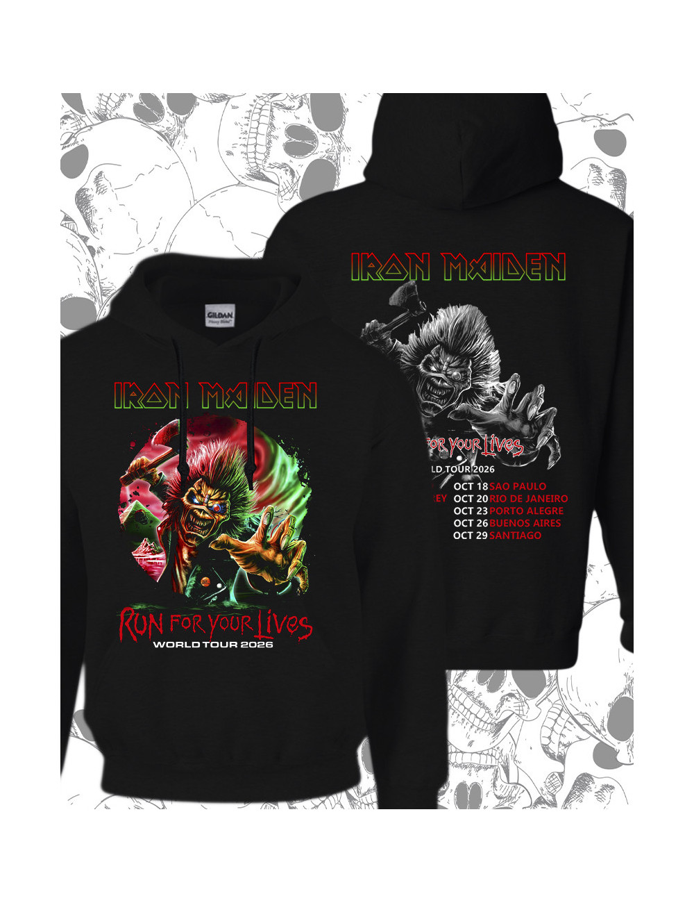 Hoodie Estampado Iron Maiden Run For Your Lives Tour