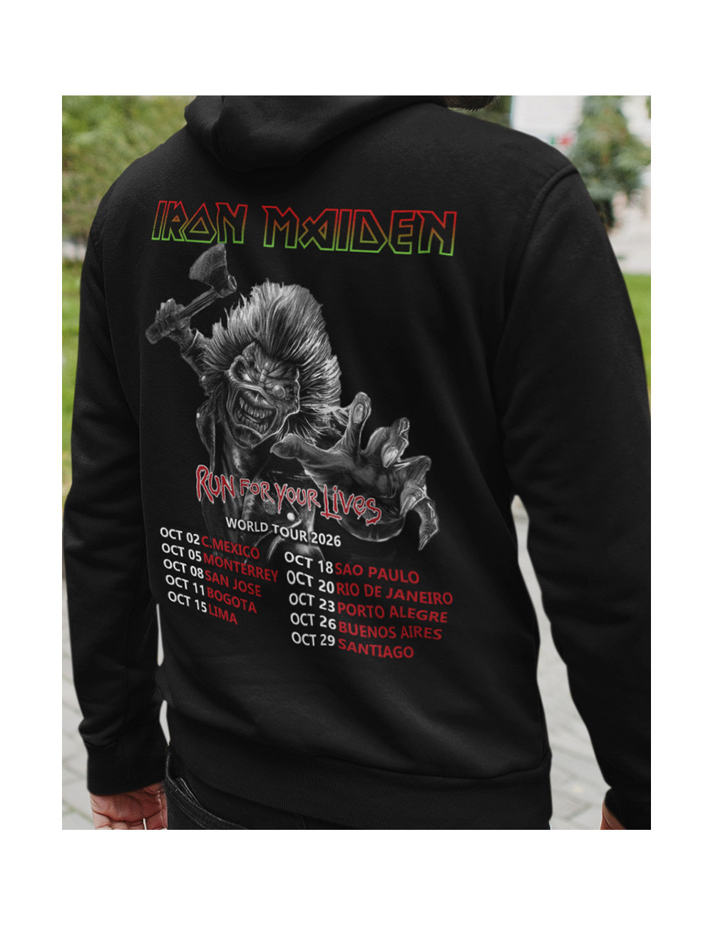 Hoodie Estampado Iron Maiden Run For Your Lives Tour