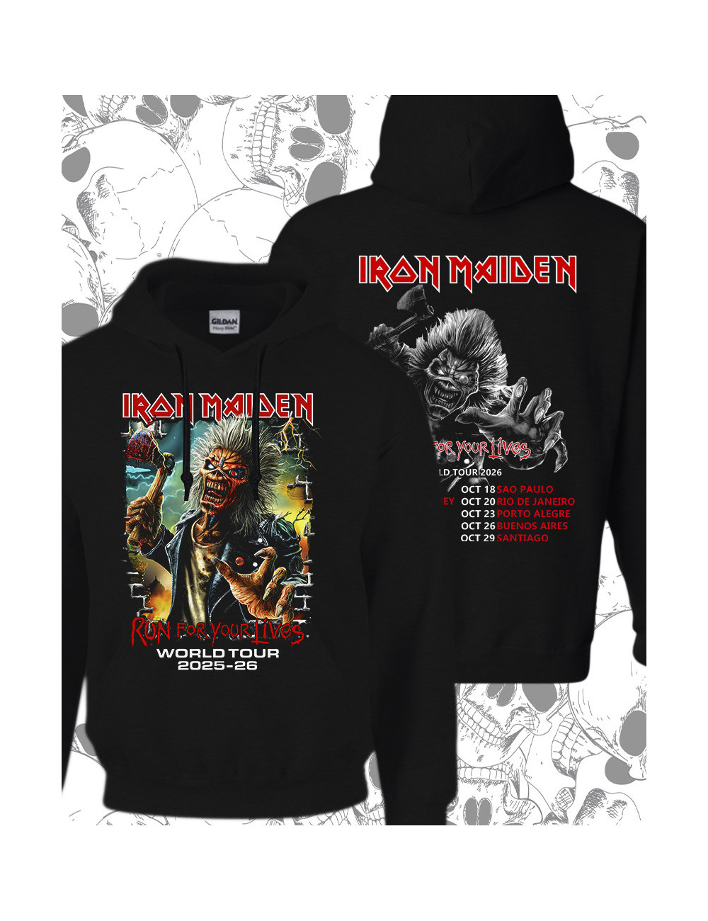 Hoodie Estampado Iron Maiden Run For Your Lives Tour 02