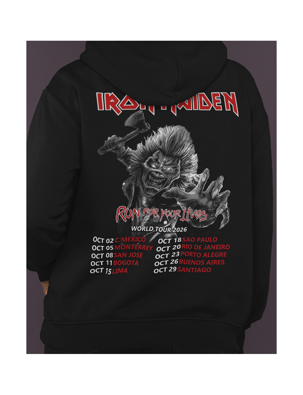 Hoodie Estampado Iron Maiden Run For Your Lives Tour 02