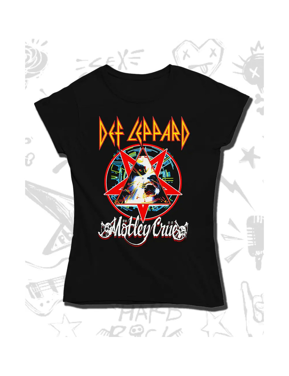 M PROMO Motley Crue Def Leppard Negra M