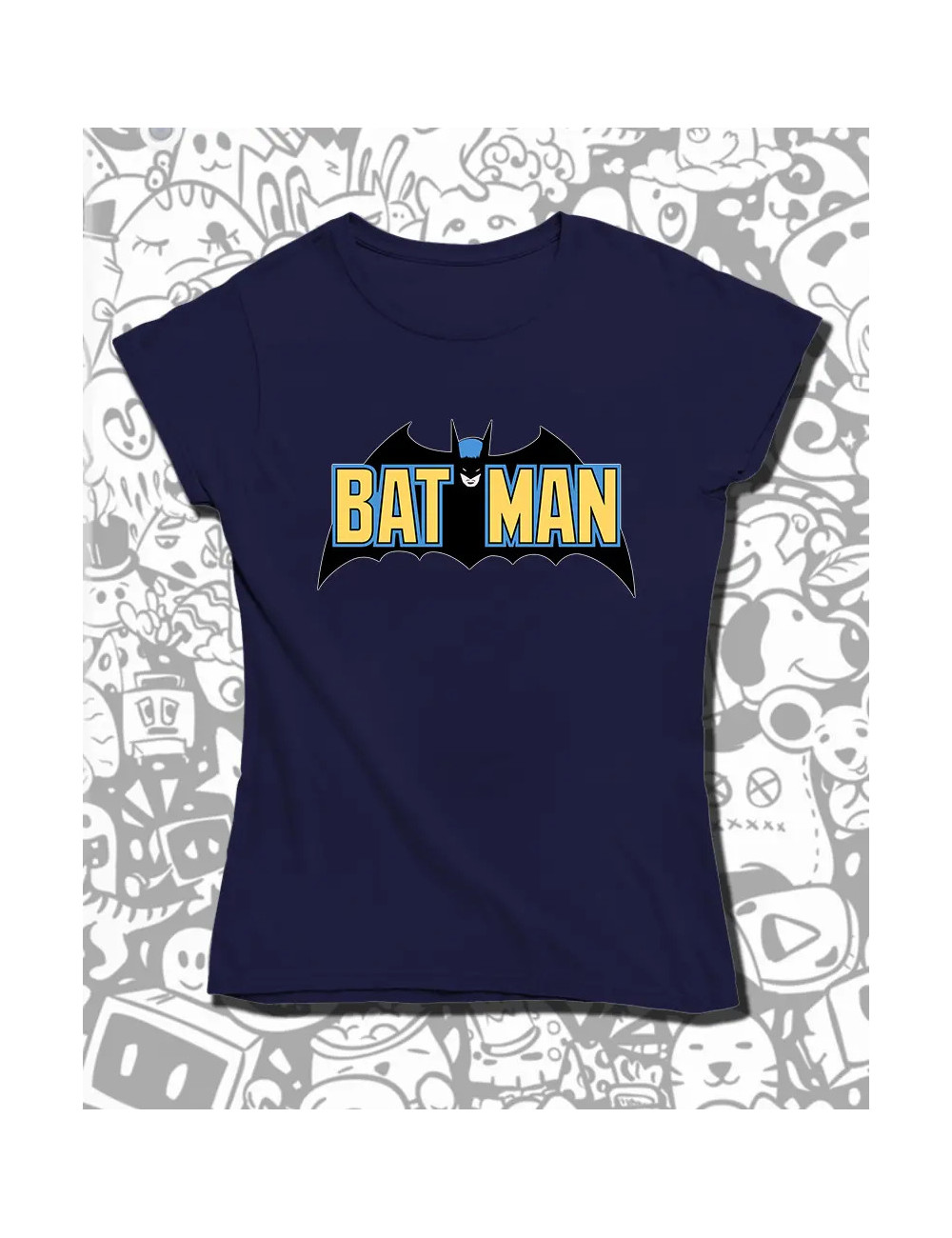 L PROMO Batman Logo Vintage Dama Azul Talla L