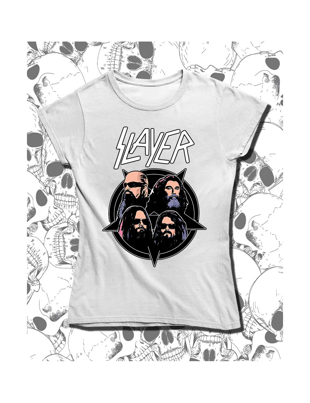 L PROMO Slayer Faces Blanca Talla L