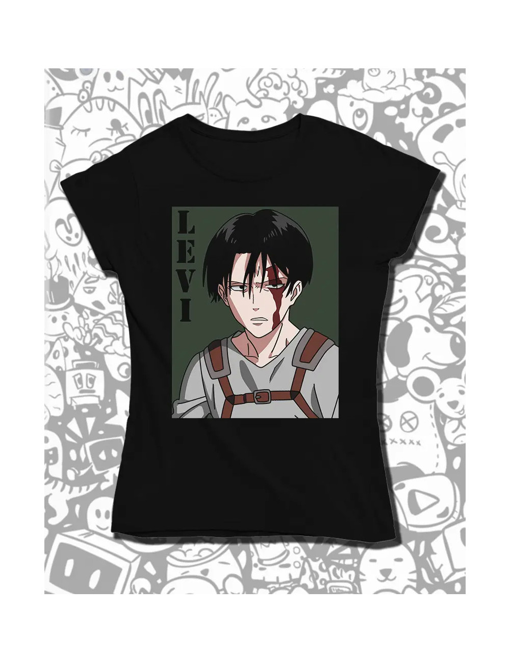 XL PROMO Attack on Titan Levi Ackerman 04 Negra Dama Xl