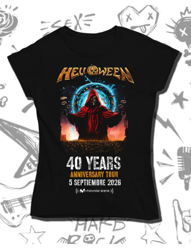 M PROMO Helloween 40 Years Anniversary Tour Negra Dama Talla M