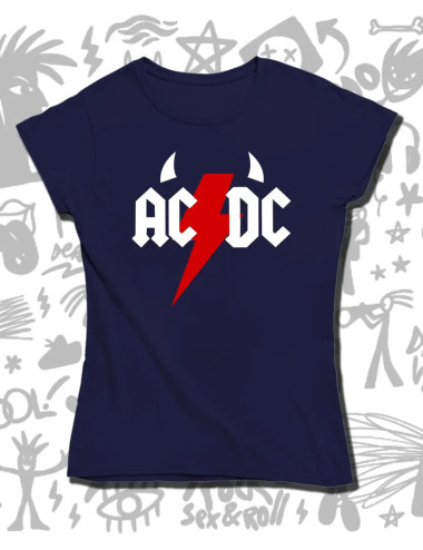S PROMO ACDC Red Logo Camiseta Azul Dama S