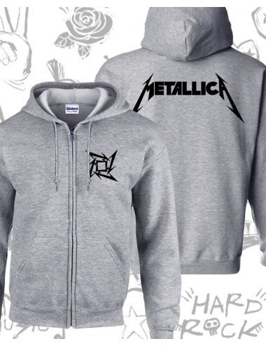 L PROMO Hoodie Estampado Metallica L GRIS JAZPE