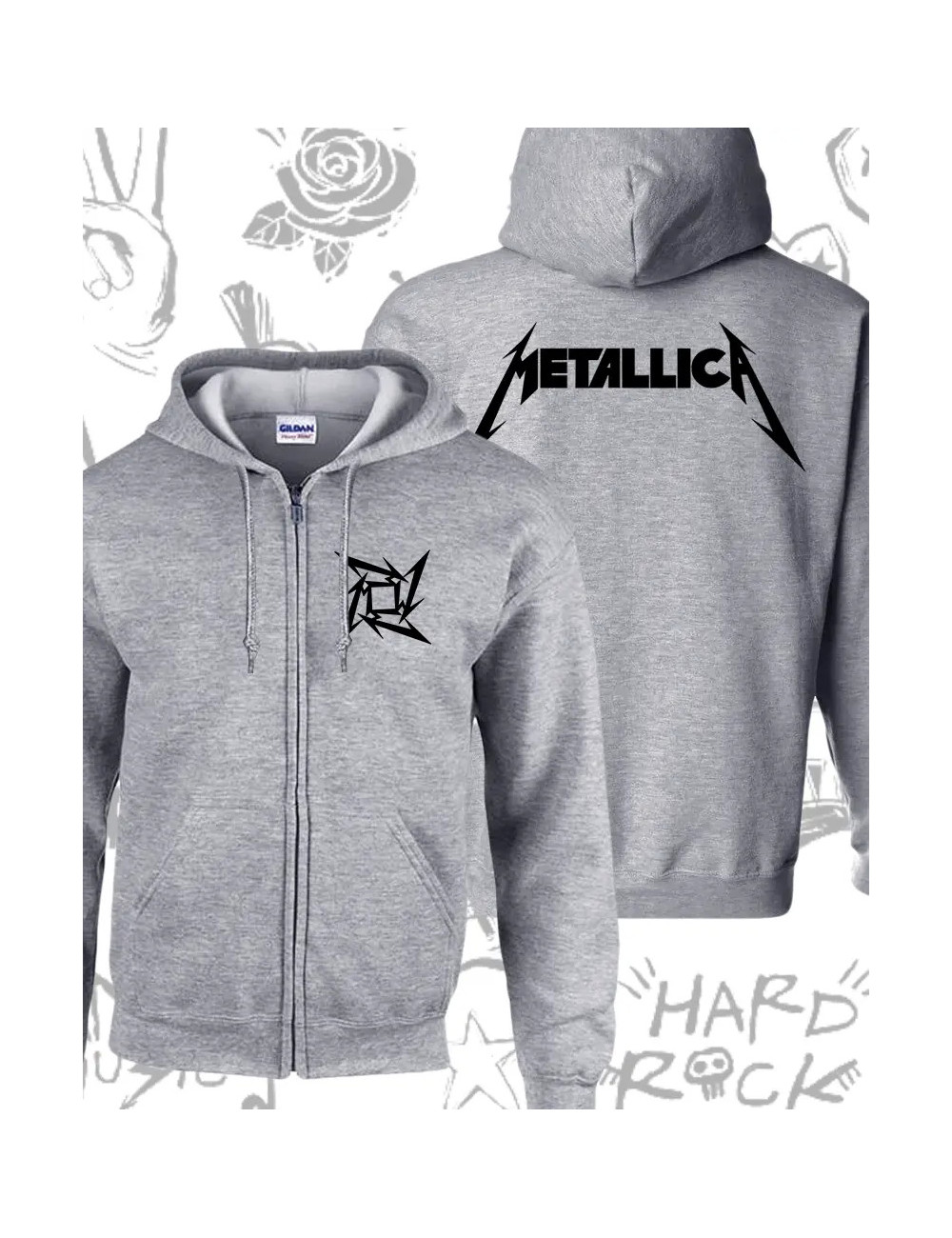 L PROMO Hoodie Estampado Metallica L GRIS JAZPE