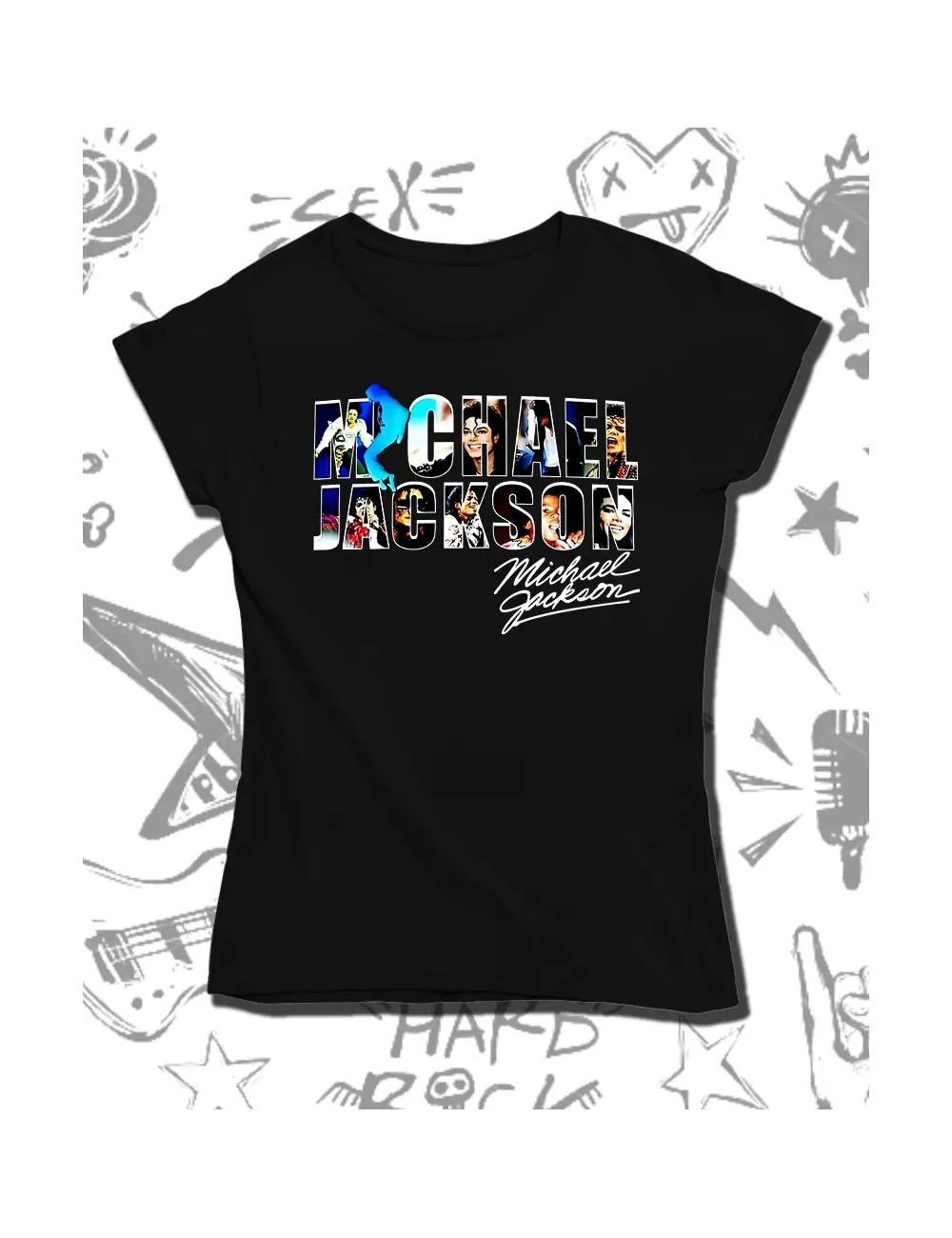 L DAMA PROMO Michael Jackson Firma DAMA Negra talla L