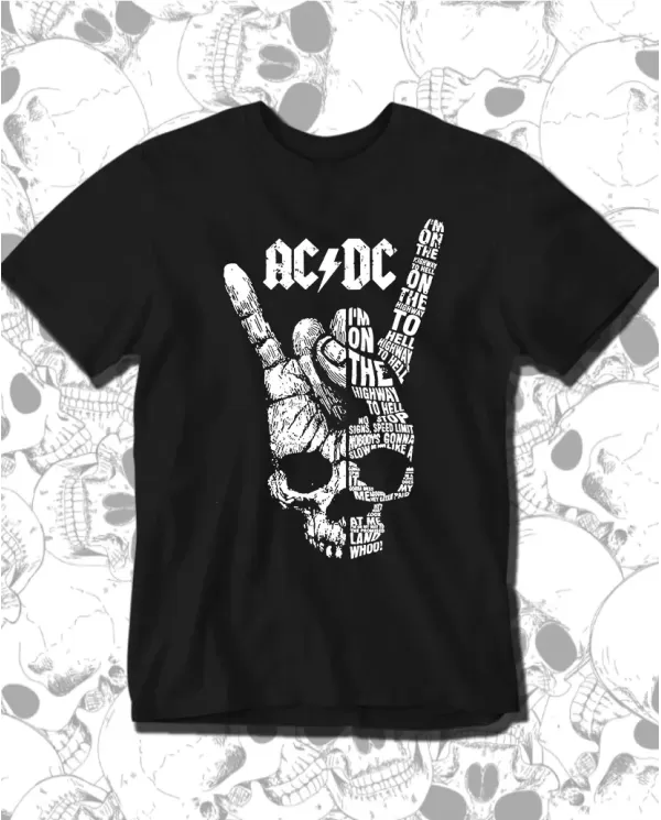 Camiseta Estampada ACDC Skull Hand 🤟 Calidad Premium