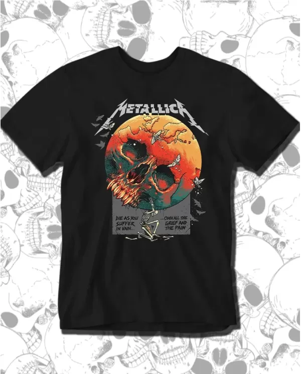 Camiseta Estampada Metallica Die As You Suffer 🤟 Calidad Premium