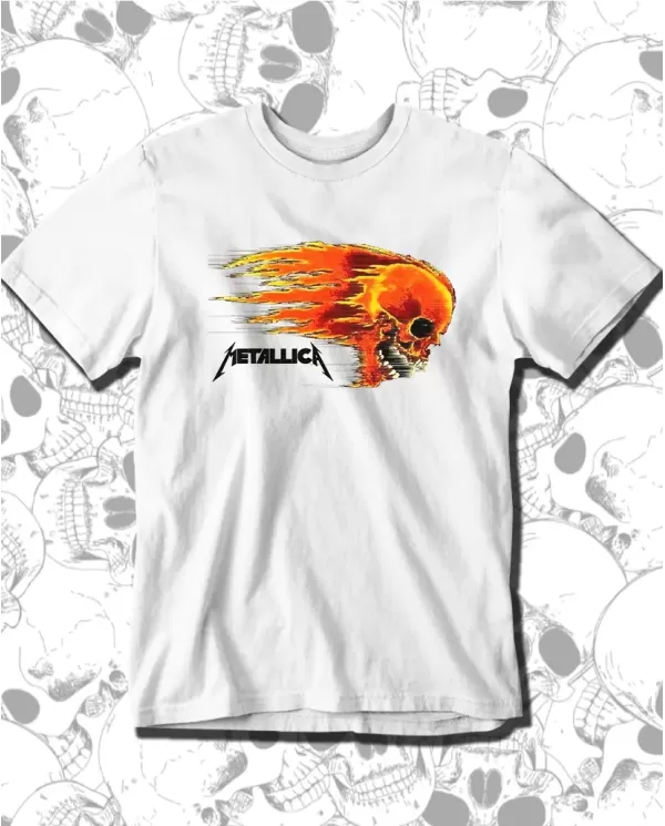 Camiseta Estampada Metallica Skull In Flames 🤟 Calidad Premium