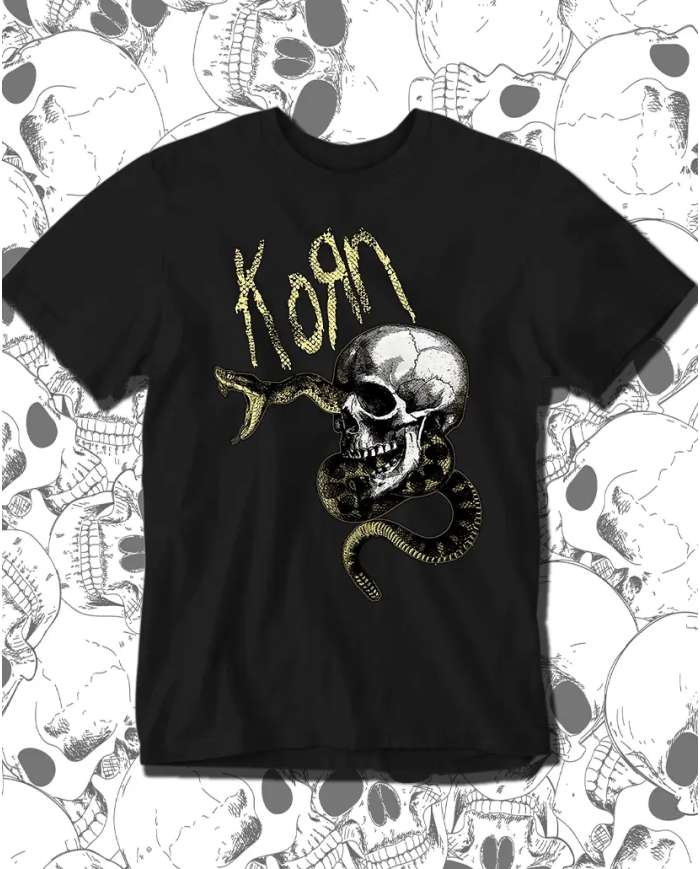 Camiseta Estampada Korn Skull Snake 🤟 Calidad Premium