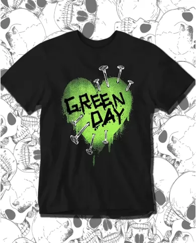 Camiseta Estampada Green Day Heart 🤟 Calidad Premium