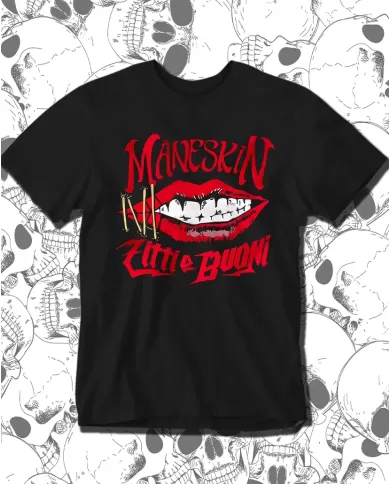 Camiseta Estampada Maneskin zitti e buoni 🤟 Calidad Premium