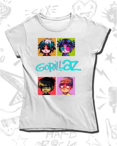Camiseta Estampada Gorillaz Pixeles 🤟 Calidad Premium