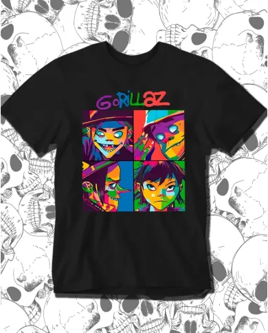 Camiseta Estampada Gorillaz Color 🤟 Calidad Premium