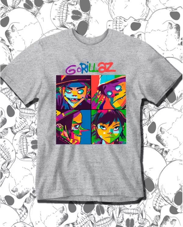 Camiseta Estampada Gorillaz Color 🤟 Calidad Premium