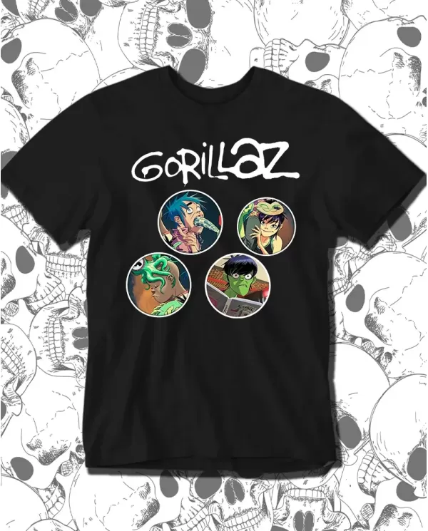 Camiseta Estampada Gorillaz Circles 🤟 Calidad Premium